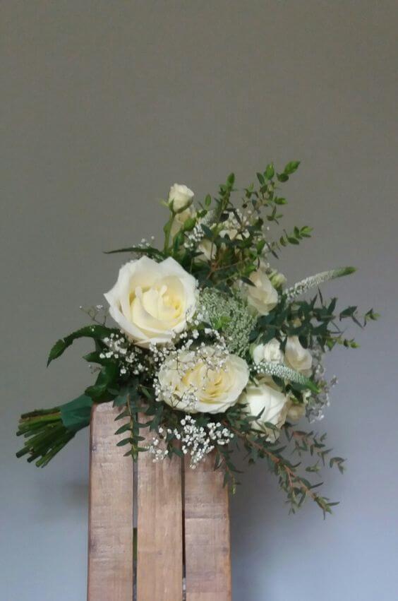 Rustic cream roses bridal bouquet